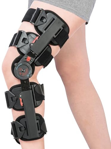 Medibot Rodillera articulada ROM ajustable postoperatoria soporte de rodilla ortesis inmovilizador protector para pierna izquierda y pierna derecha, tanto hombres como mujeres
