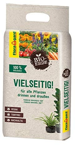 Floragard Bio-Erde Vielseitig 1x3 Liter - Universalerde für alle Pflanzen drinnen und draußen - torffrei und vegan erdfarben