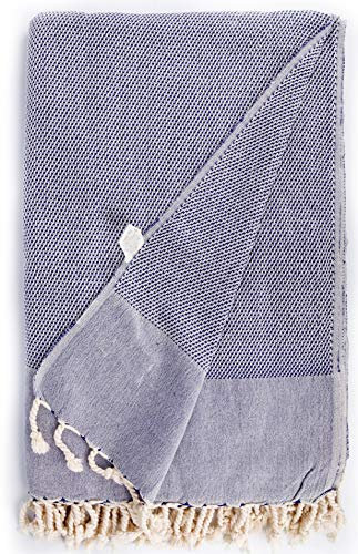 Bersuse 100% Baumwolle - Ventura XXL Strandtuch Sofa-Überwurf - Dunkelblau