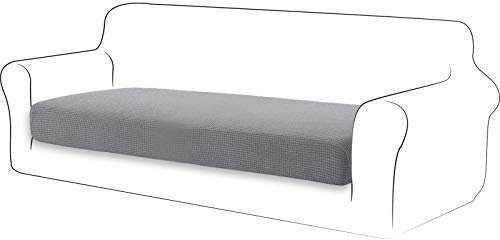 TIANSHU Sofa Sitzkissenbezug Stretch, Sitzkissenbezüge rutschfest, Jacquard-Stretch-Sofasitzbezug, Sofa überzug Elastischer, Schonbezug für Sofa Sitzkissen mit Gummiband (3 Sitzer,Hellgrau)