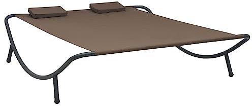 vidaXL Tumbona Doble de Exterior Jardín Asientos Hamaca Balancín Sofás Sillones Mobiliario Muebles Decoración Bricolaje Sillas Tela Marrón