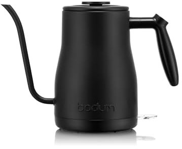 Bodum 34oz Bistro Gooseneck Electric Water Kettle, Pour Over Coffee & Tea, Stainless Steel, Matte Black