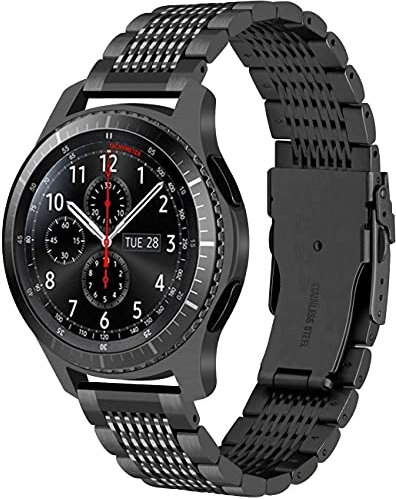 Juntan Cinturino Orologio in Maglia di Acciaio Inossidabile 22mm Compatibile for Samsung Galaxy Watch 3 45mm Galaxy Watch 46mm Gear S3 Frontier/Classic Smart Watch Bracciale Mesh Nero