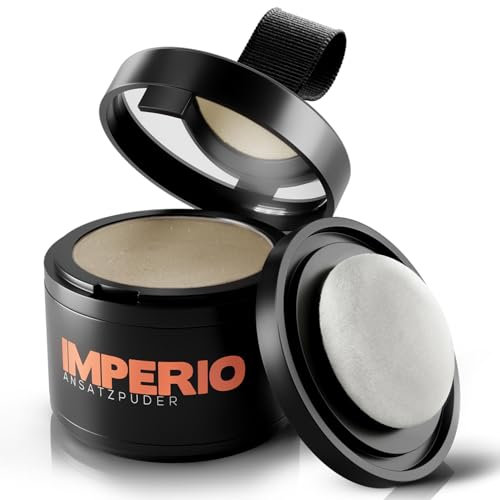 IMPERIO Ansatzpuder - Haar Concealer zur Haarverdichtung für Frauen und Männer, wasserfestes Haar Make-up zum Ansatz kaschieren - 4g (Mittelblond)
