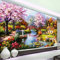 Europäische Schöne Landschaft Blüte Blumen Landschaft Ölen Malerei Wandbild Für Wohnzimmer Wandkunst Dekor 3D Relief Wallpaper,200(W)×140(H)Cm