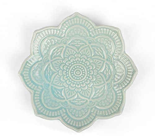 Myga Schmuckschale – Keramik-Mandala-Schmuckschale, perfekt für Ohrringe, Armbänder, Ringe, Halsketten und Haarspangen – schöne Heimdekoration und ideal zum Verschenken (Blau)