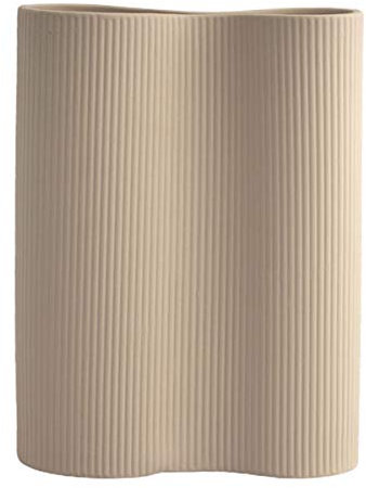 Storefactory - Doppelvase - Vase - Bunn - Farbe: Beige - Keramik - mit feiner Rillenstruktur - Maße (LxBxH): 18 x 7 x 24 cm