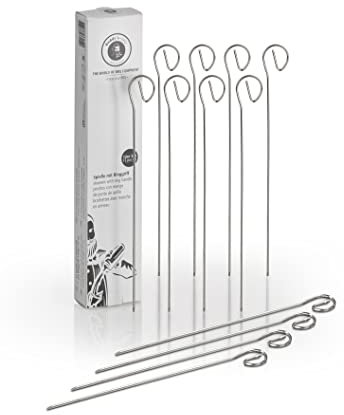 Buddy's BBQ - Grillspieße/Schaschlikspieße, 12 Spieße, BBQ Spieße, Grillen, Kochen, Fleisch, Fisch, Gemüse, wiederverwendbar, 21 cm Länge, Edelstahl, Flachmaterial, mit Ringgriff