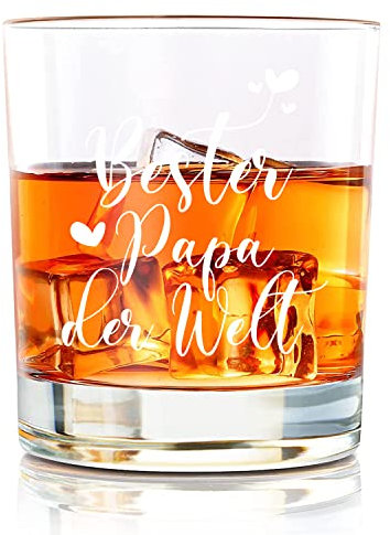 Joymaking Whiskyglas Geschenke für Papa, personalisiert Vatertagsgeschenk für bester Papa Whiskyglas Geburtstagsgeschenk für Papa, Männer, Opa, Whiskey Glas mit Gravur- Bester Papa der Welt