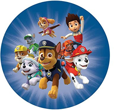 Tortenaufleger Paw Patrol blau, rund 20cm Fondantpapier PREMIUM