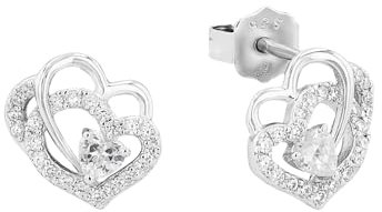 Amor Ohrstecker für Damen, 925 Sterling Silber, Zirkonia synth. | Herz