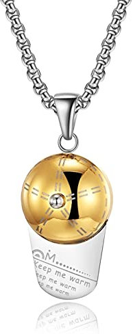 Skcess Herren Kette, Herren Kette Halsreif Gold Baseballmütze Schirmmütze Edelstahl Kette Mann Halskette mit Anhänger Länge 60cm