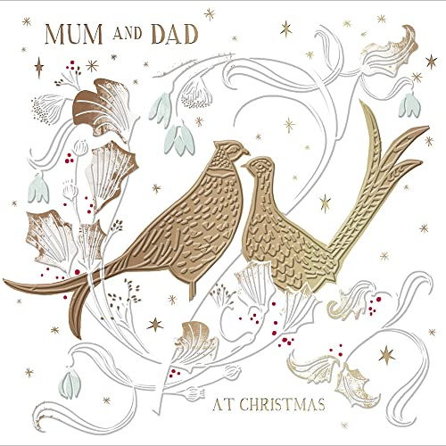 Mum & Dad Gold Foiled Festive Xmas Pheasant Christmas Card Xmas Greeting Cards 496561