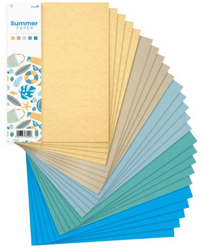 Netuno 25x Kreativ-Papier Sommer DIN A4 210 × 297 mm 5- farbig sortiert Bastel-Papier DIY Kartenset Tonzeichenpapier-Mix Bastelset Dekor-Papier Mix Scrapbooking Papier farbig Motivpapier