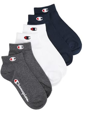 Champion Unisex Basics 6pk Quarter Socken, Marineblau, Weiß, Grau, 35-38 EU