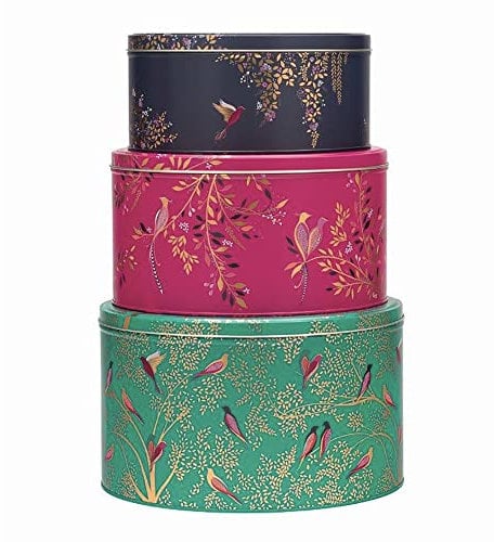 Elite Gift Boxes Sara Miller - Chelsea set of 3 round Cake Tins Nested 250(d) x 145mm (large) 225(d) x 120mm (medium) 198(d) x 105mm (small)