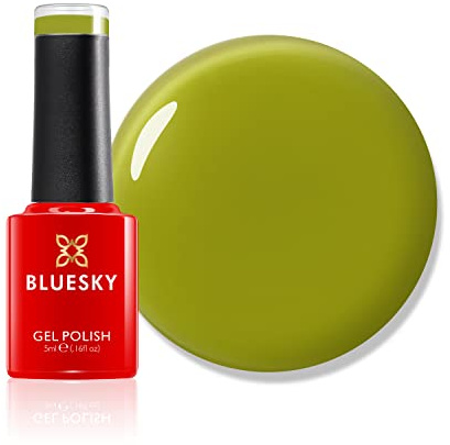 Bluesky Gel Nail Polish 5ml, Be Real - SS2313, Olive Green | An earthy khaki with a grey cast that carries into autumn. The mini bottle lets you try it before the full size.