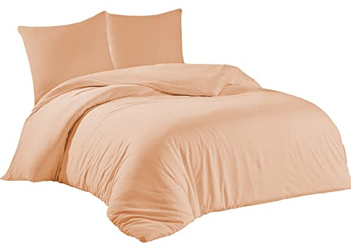 Livessa Bettwäsche 200x220 3teilig Baumwolle - Bettwäsche mit Reißverschluss: Bettbezug 200x220 cm + 2er Set Kissenbezug 80x80 cm, Oeko-Tex Zertifiziert, aus%100 Baumwolle Jersey (140 g/qm)