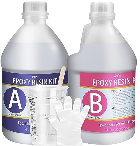 Epoxidharz mit Härter - 1 Gallon / 3.8L Klares Epoxid Harz zum Gießen und Beschichten, Tischplatten - Blasenfreies Gießharz Epoxy Resin für Schmuckherstellung, Holz, Harzformen, DIY Kunsthandwerk