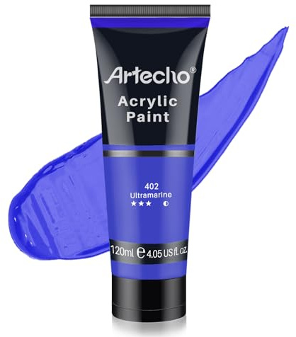 Artecho Acrylic Paint, Untramarine (120ml / 4.05oz) Tubes, Art Craft Paints for Canvas Painting, Rock, Stone, Wood, Fabric, Art Supplies for Professional Artists, Adults