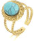Joo&Rind Ringe Gold Damen Edelstahl Ring Gold Wasserfest 18K Vergoldete Ringe Frauen Hypoallergen Offener Ring Verstellbar Schmuck für Geschenke