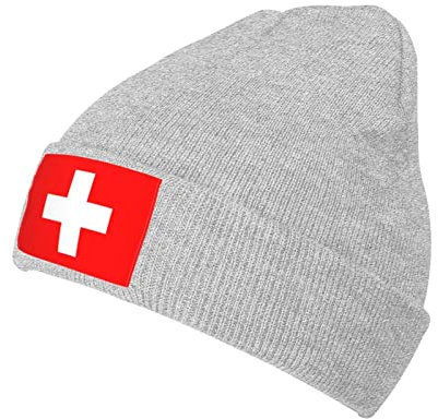 Oudrspo Flagge der Schweiz Herren & Damen Beanie Mütze Wintermütze Strickmütze Totenkopfmütze