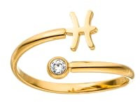 Purelei® Sternzeichen Ring Fisch (Gold) – Wasserfester Damenring aus langlebigem Edelstahl – Verstellbare Ringe von Größe 50 bis 60 – Modeschmuck für deinen individuellen Look