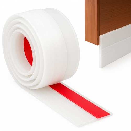 Perfect Cover Türdichtung selbstklebend – Zugluftstopper für tür 100x5cm – türdichtung unten aus silikon – tür zugluftstopper & schalldämmung – dichtungsband türleiste (Weiß)