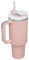 40oz Thermobecher mit griff, Thermobecher mit strohhalm, 1200 ml Edelstahl-Vakuum-Isolierbecher, Isolierbecher mit Griff für heiße und kalte Getränke, Kaffeebecher für unterwegs (Light pink)