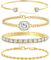 EKKONG Gold Armband Damen, 4 Stück Verstellbare Bracelet Diamant Armbänder Mode Armkette Damenarmband Glitzer Schmuck Set für Damen Frauen Mädchen Geburtstag, Jahrestag, Valentinstag