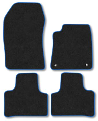 Peugeot 408 (2023+) Carpet Car Mats | Blue Edge Trim Tailored Fit Floor Mats Full Coverage Protection Accessories Easy Clean Anti Slip Made in the UK