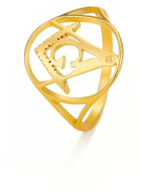 Freimaurer Ring für Männer Freimaurer Symbole Freimaurer Reiter Ringe Freimaurer Mitgliedschaft Meister Siegel Freimaurer Prime Geschenke Vintage religiöse Amulett Punk Hip Hop Frauen (gold, 8)