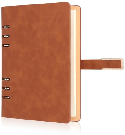 EooUooIP Braunes A5 Spiralnotizbuch, Journal Notizbuch Mit Kalbslederhülle,Robust und Flexibel,Premium Qualität, Wasserdicht Ideal für Studium, Notizen und Kreatives Schreiben.