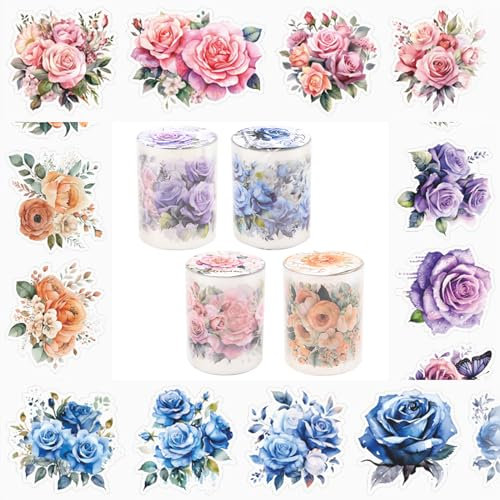 URROMA Lot de 4 rubans adhésifs décoratifs sur le thème des plantes pour scrapbooking, festival, fabrication de cartes