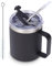 Volhoply 12oz isolierte auslaufsichere Kaffeetasse mit Schiebe & Strohhalmdeckel,Doppelwandige 350ml Edelstahl Reise Becher Tasse mit Griff,Wiederverwendbare Camping Becher（Schwarz,1