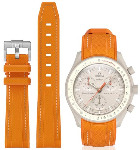 BONACE Armband für Omega X Swatch 20 mm, Gebogenes Silikonarmband, Kompatibel Mit Moonswatch Speedmaster, Keine Lücken, für Herren und Damen