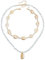 Generisch 2 Stück Muschelkette, Muschelkette Damen, Muschelschmuck, Damen Natural Shell Choker Halsketten Armband Schmuck Set Boho Muschelkette, Muschel Kette, Natural Shell Choker Halskette
