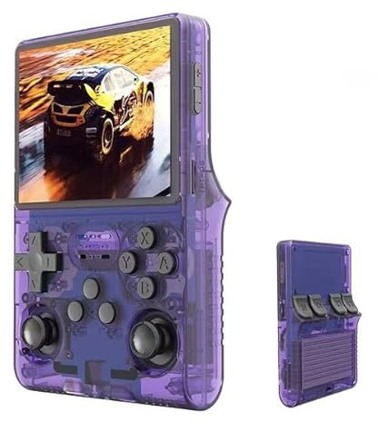 R40S Pro Retro Game Console,Portable Handheld Video Game Console ,3.5 inch IPS Screen with 256G Card &30000+ Games,Built in 45 Emulators,3800mAh Battery (viola-256g)