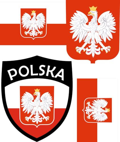 Polen Aufbügler Wappen Transferbügeln Zum Aufbügeln 4 Stück Kleidungsstücke T-Shirt Bügelmotiv - 4B