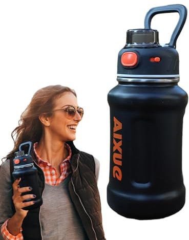 Gdiojnfg 20 Oz Stainless Steel Water Bottle | 20 Oz Wall Hydro Jug Water Flask | Leakproof Wide Mouth Bottle for Hot Cold Drink with Straw Lid & Carry Handle Fit Car Cup Holder