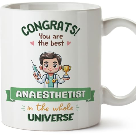MUGFFINS Anaesthetist Man Mug - in English - Best in Universe Trophy - Funny Gift for Colleagues - Ceramic 11oz Mug