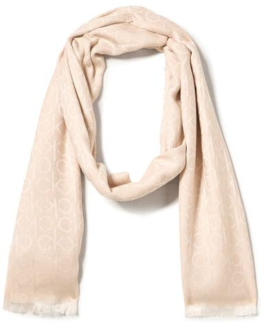 Calvin Klein Damen Pashmina mit Monogramm-Logo und Wimpernfransen Modischer Schal, Melierte Mandel, Einheitsgröße