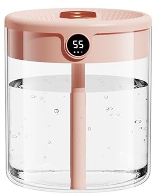 Humidifier for Bedroom, 2L Cool Mist Humidifier for Home Baby, Humidity Sensor, 20H Last, Easy to Fill & Clean, Quiet Air Humidifiers for Large Room Office Nursery Plants (Pink)