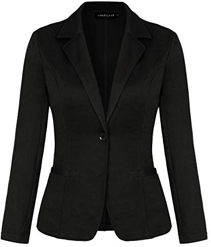 MINTLIMIT Women Casual One Button Office Blazer Casual Jacket with Side 2 Pockets(Black S)
