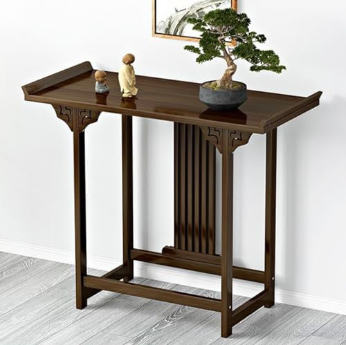 HADECOLL Vintage-Konsolentisch, Schmaler Chinesischer Eingangstisch Aus Bambus, Sofatisch, Hinter Der Couch, Wohnzimmer, Foyer, Eine Farbe, 80 cm