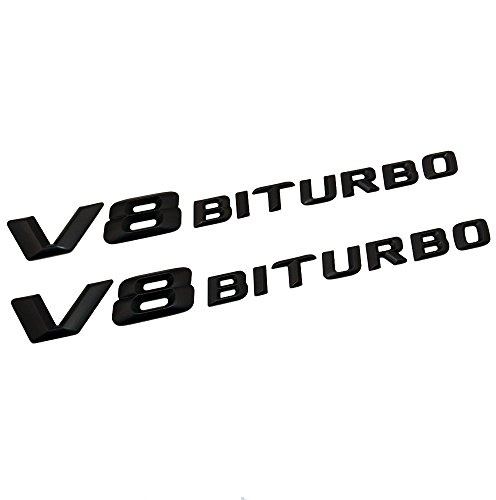 2 Stück V8 Biturbo Seite links & rechts selbstklebendes Namensschild Logo Auto Emblem Dekoration modifiziert für Mercedes-Benz