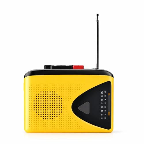 Portable Cassette Player, Stereo Tape Recorder with FM AM Radio Recording Function 3.5mm Headphone Jack for Travelling on Batteries or USB