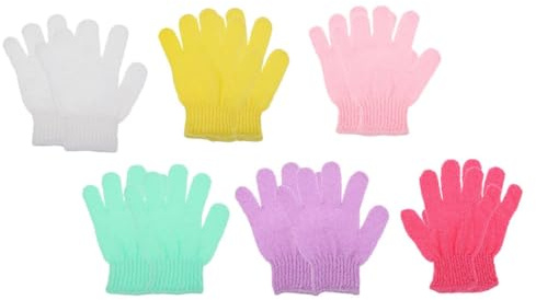 Cabilock 12 Stück Peeling Badehandschuhe aus Nylon Double Sided Schrubbhandschuhe für Körperpeeling und Sanfte Hautreinigung Beim Baden Geeignet für Rücken und Brust Zufällige Farbe