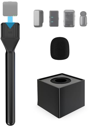 AURIVEE Handheld Mikrofonständer Professioneller windgeschützter Interview-Griff mit customizable Flag für Vlogging, Streaming, Podcasts und Außenreportagen – Universelle Kompatibilität mit Funk