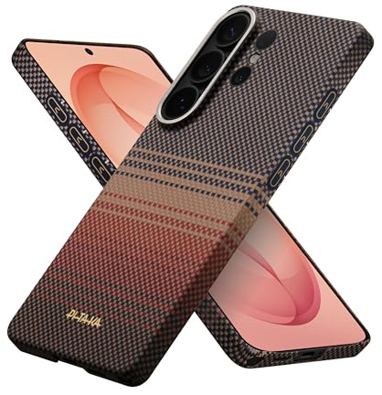 pitaka Ultradünne Hülle für Galaxy S26 Ultra Aramidfaser Sonnenuntergang | Aramidfaser Hülle für Samsung Galaxy S26 Ultra mit Aaron Button Slim Magsafe-kompatibel Handyhülle mit Kameraschutz